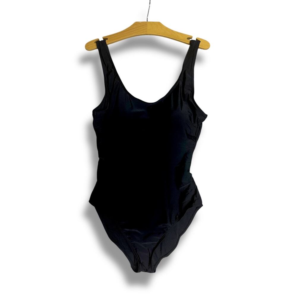 Nicole Miller Swimsuit Sz M One Piece Black Scoop Neck Tank Baywatch Style New - Picture 7 of 8
